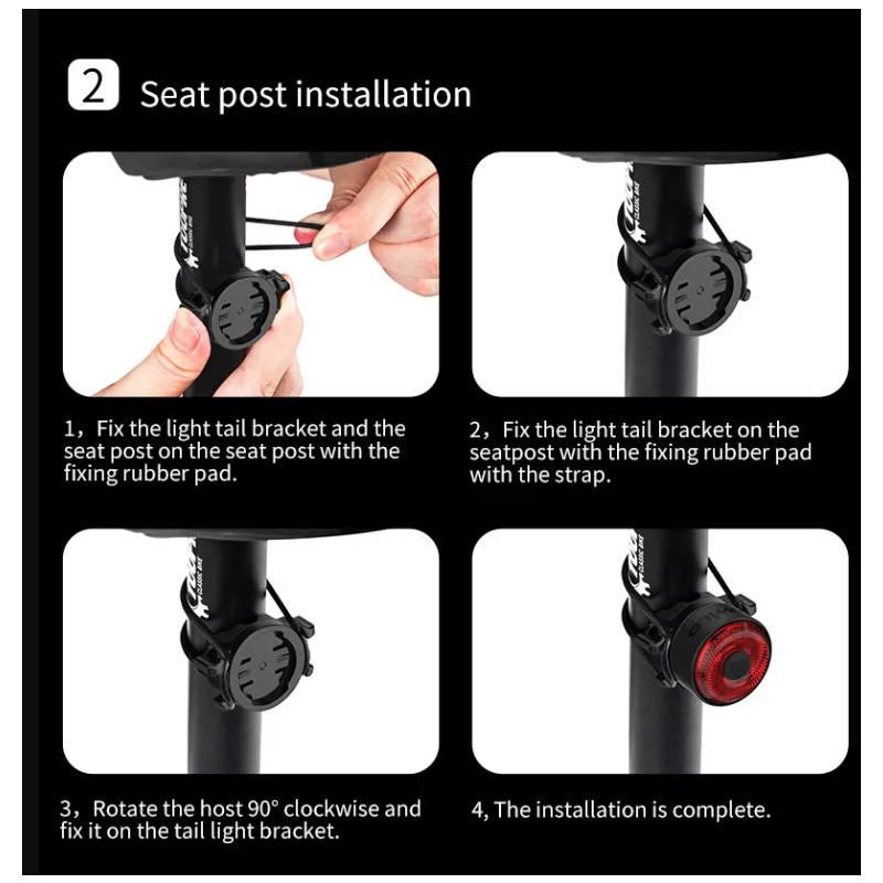 TOWILD TL03 inteligentna lampka rowerowa LED z czujnikiem hamowania i pięć trybów błysku dla bezpieczeństwa