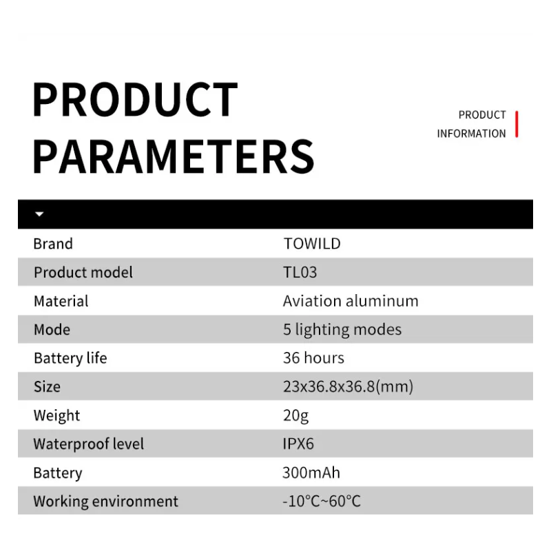 TOWILD TL03 inteligentna lampka rowerowa LED z czujnikiem hamowania i pięć trybów błysku dla bezpieczeństwa