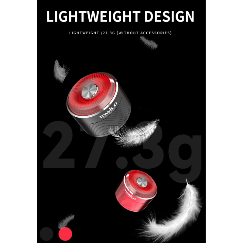 TOWILD TL05 tylne światło rowerowe inteligentne wykrywanie hamulców IPX6 wodoodporne bezpieczeństwo rowerzysty