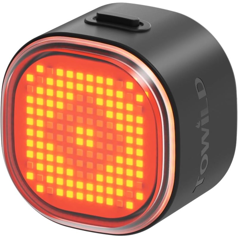 TOWILD TL08 Lampka Rowerowa Tylna Pełnokolorowa, USB-C, Światło Hamowania, Spersonalizowana Aplikacją, Wodoodporna IPX6