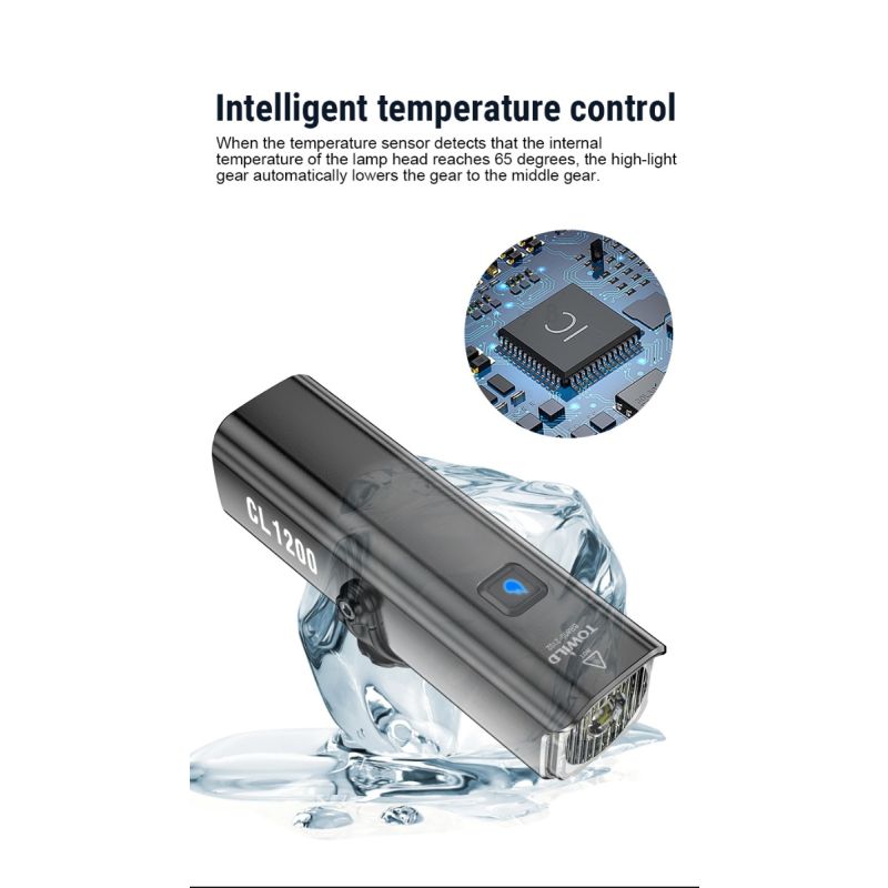 TOWILD CL1200 lampa rowerowa LED 1200LM wodoodporny reflektor USB 4000mAh idealny do jazdy nocą bezpieczeństwo