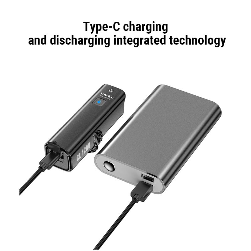 TOWILD CL1200 lampa rowerowa LED 1200LM wodoodporny reflektor USB 4000mAh idealny do jazdy nocą bezpieczeństwo