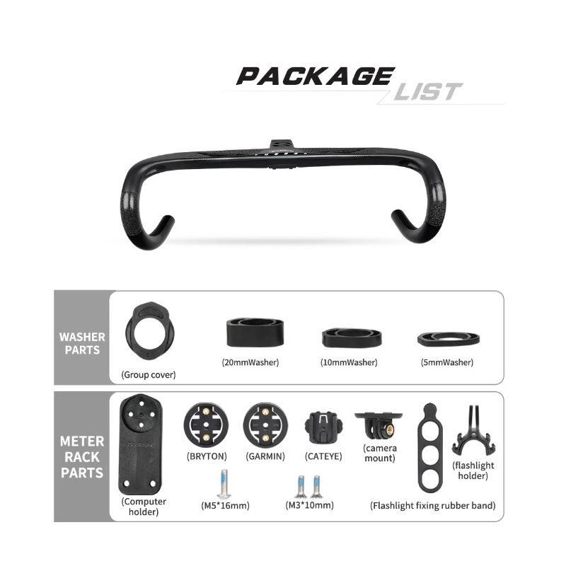 Kierownica rowerowa TOSEEK TR5500 z pełnego włókna węglowego ultralekka matowe czarne wykończenie aerodynamika