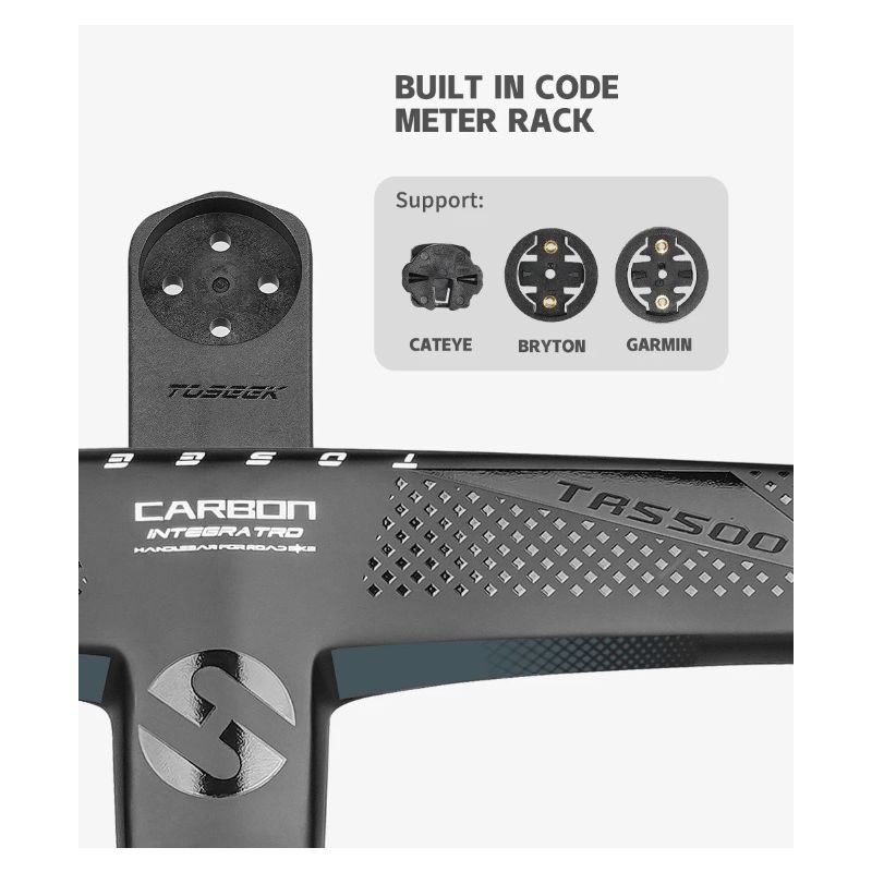 Kierownica rowerowa TOSEEK TR5500 z pełnego włókna węglowego ultralekka matowe czarne wykończenie aerodynamika