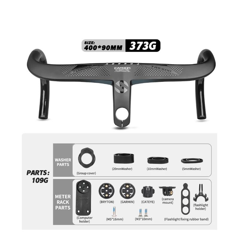 Kierownica rowerowa TOSEEK TR5500 z pełnego włókna węglowego ultralekka matowe czarne wykończenie aerodynamika