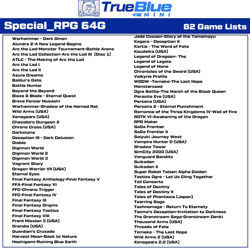 True Blue Mini Crackhead Pack 64G klasyczne gry PS1 dla PlayStation Classic retro akcesorium plug and play