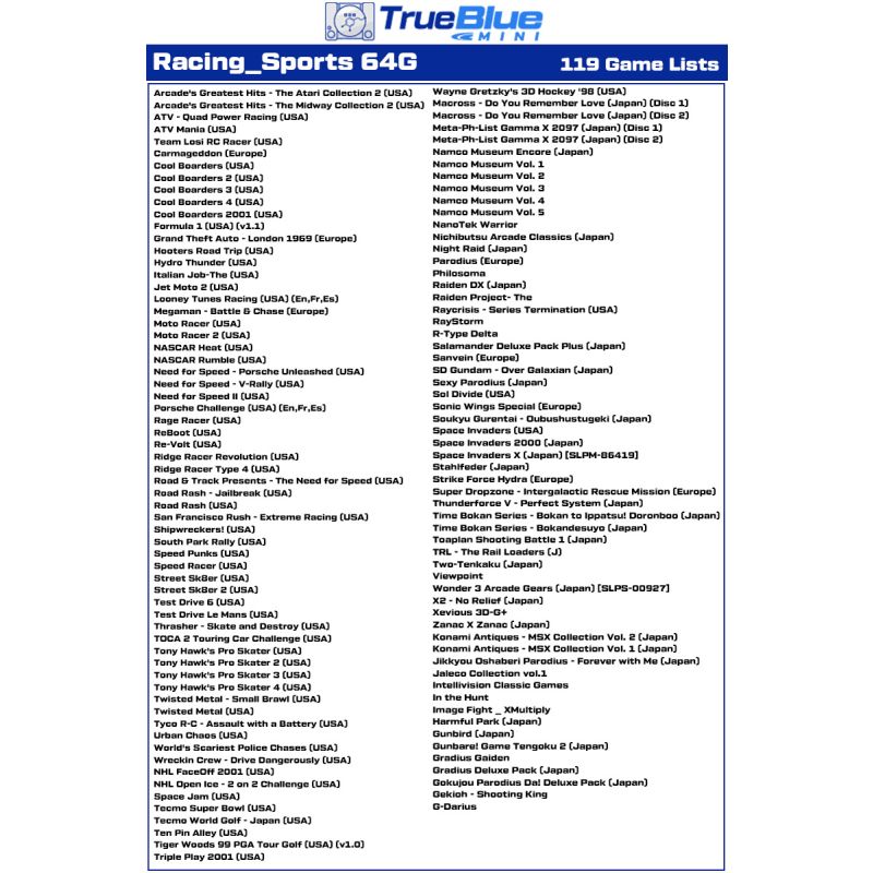 True Blue Mini Crackhead Pack 64G klasyczne gry PS1 dla PlayStation Classic retro akcesorium plug and play