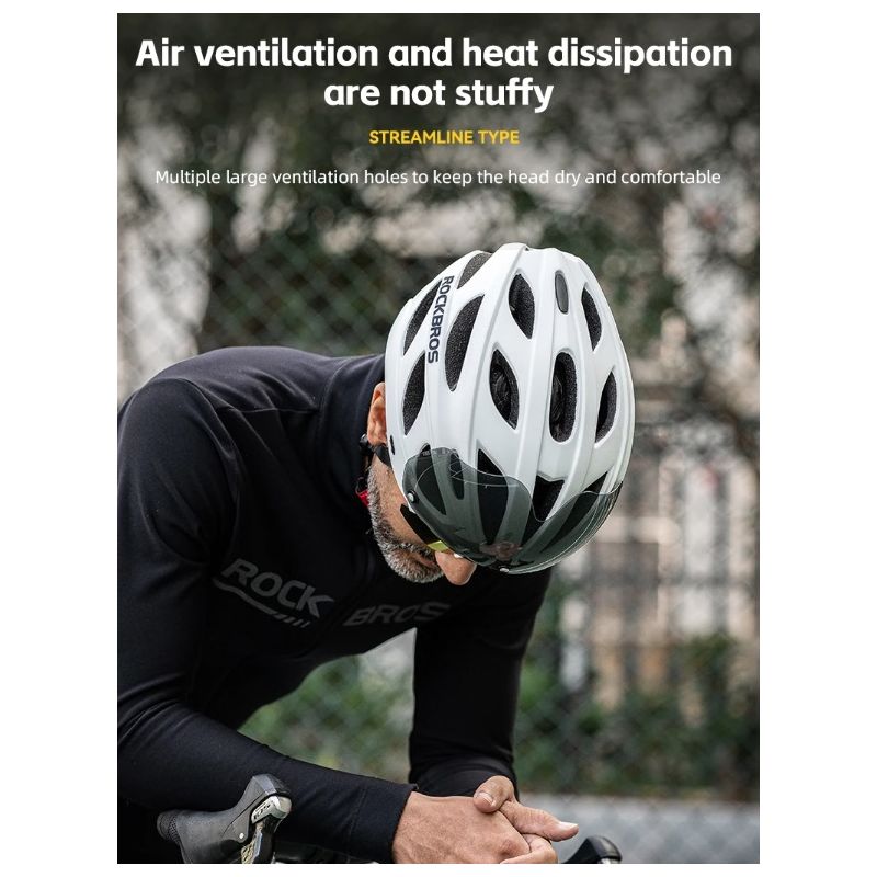 ROCKBROS kask rowerowy ultralekki design oddychający EPS kask szosowy z systemem wentylacji i soczewki