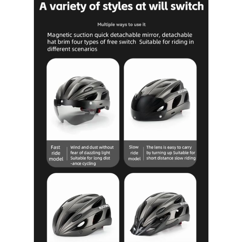 ROCKBROS kask rowerowy ultralekki design oddychający EPS kask szosowy z systemem wentylacji i soczewki