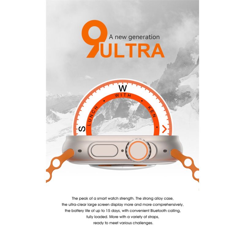 49mm Smartwatch Ultra 9 Zegarek GPS Trasa NFC Kompas Bluetooth Rozmowy IP68 Wodoodporny Tracker Fitness