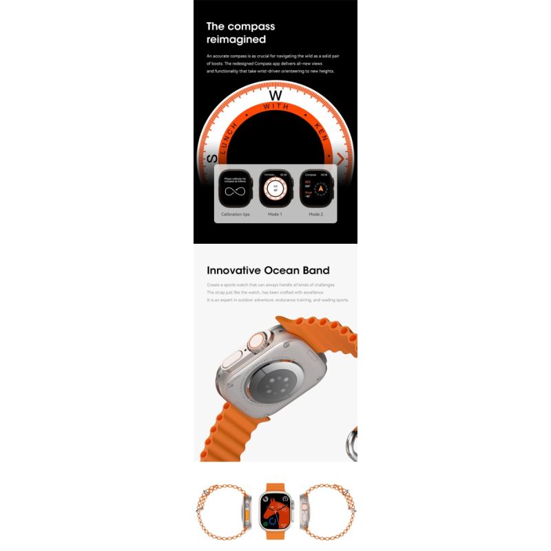 49mm Smartwatch Ultra 9 Zegarek GPS Trasa NFC Kompas Bluetooth Rozmowy IP68 Wodoodporny Tracker Fitness