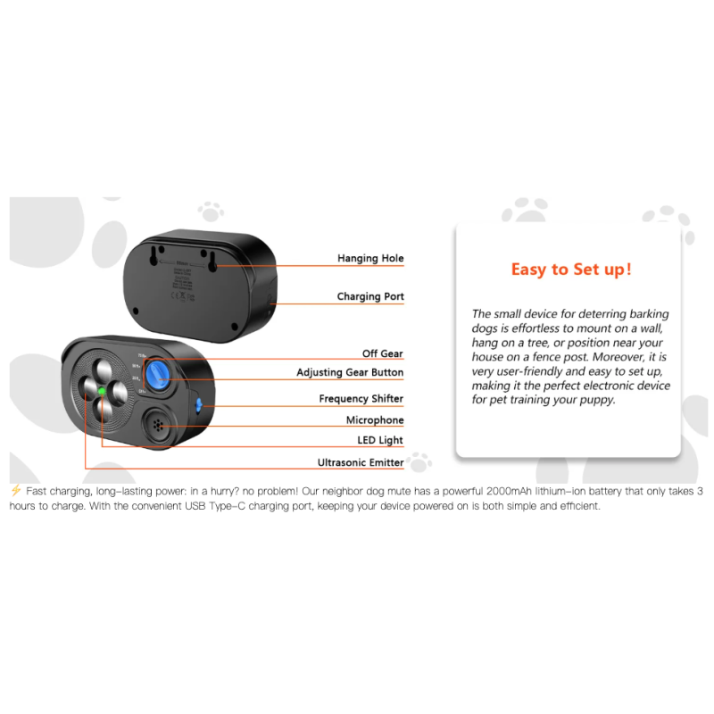 Ultrasoniczny Trener Psów: Urządzenie Zapobiegające Szczekaniu, Cichy Trening, Kontrola Hałasu – Anti Barking Device