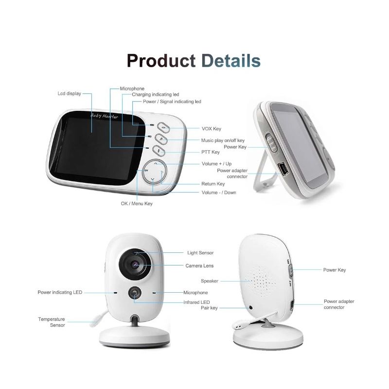 VB603 Elektroniczna niania wideo z dwukierunkowym audio i noktowizją wsparcie rodzicielstwa