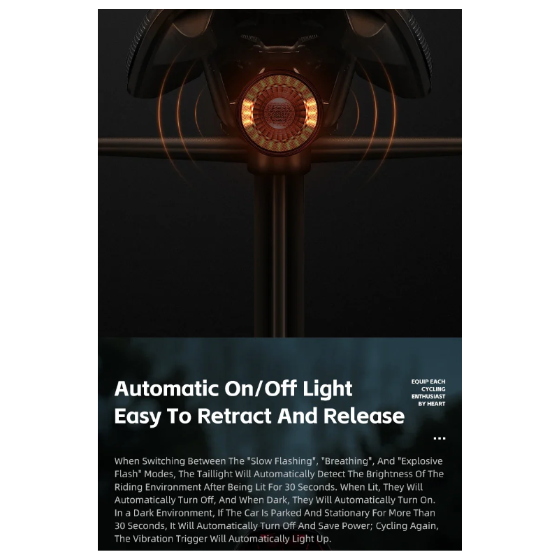 Wszechstronne tylne światło roweru z inteligentnym światłem hamowania i bezprzewodowym zdalnym sterowaniem LED