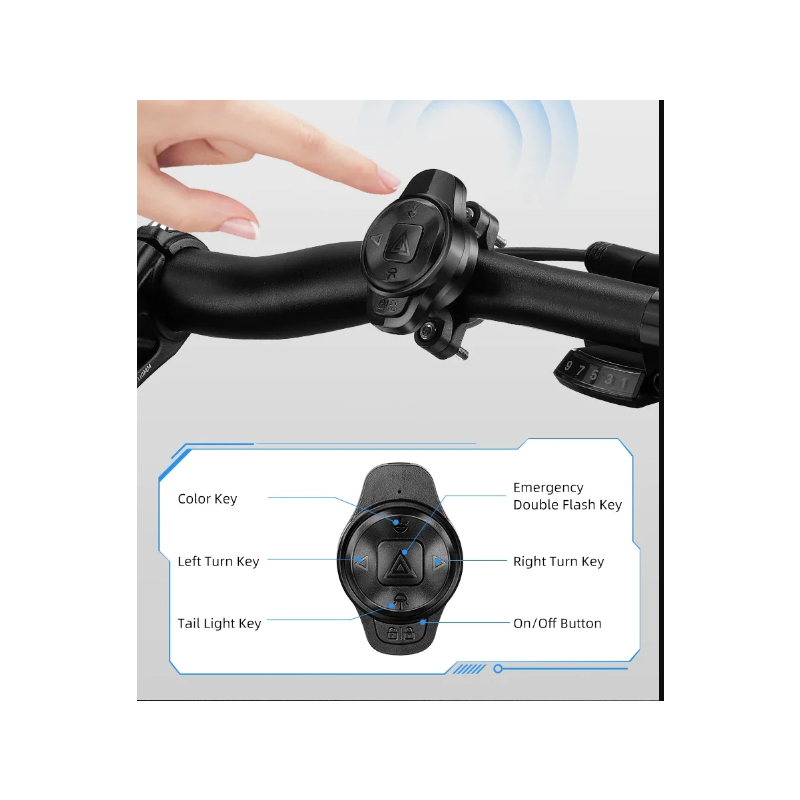 Wszechstronne tylne światło roweru z inteligentnym światłem hamowania i bezprzewodowym zdalnym sterowaniem LED