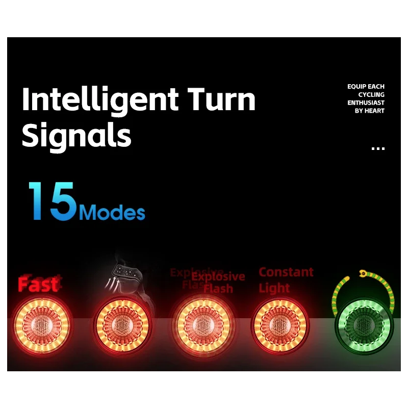 Wszechstronne tylne światło roweru z inteligentnym światłem hamowania i bezprzewodowym zdalnym sterowaniem LED