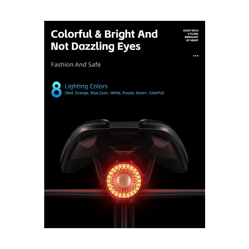 Wszechstronne tylne światło roweru z inteligentnym światłem hamowania i bezprzewodowym zdalnym sterowaniem LED