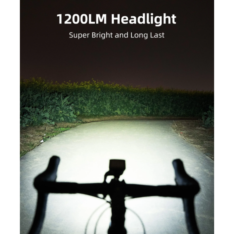 XOSS XL-1200 lampka rowerowa 1200 lumenów ładowanie Type-C wodoodporna do jazdy nocnej akcesoria rowerowe