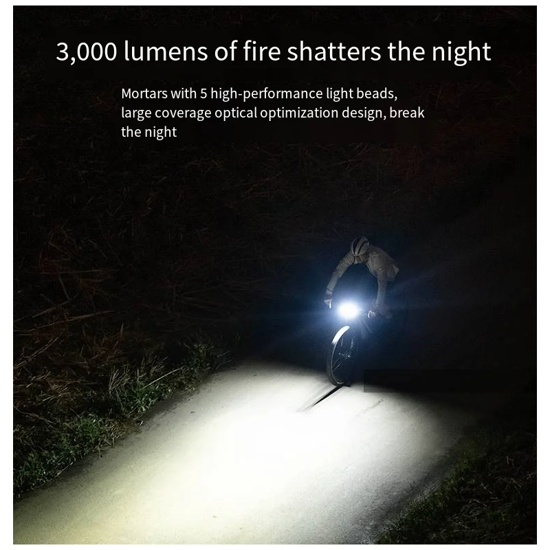 XOSS XL3000 lampa rowerowa wodoodporna 3000 lumenów akumulatorowa TypeC dla bezpieczeństwa nocne jazdy