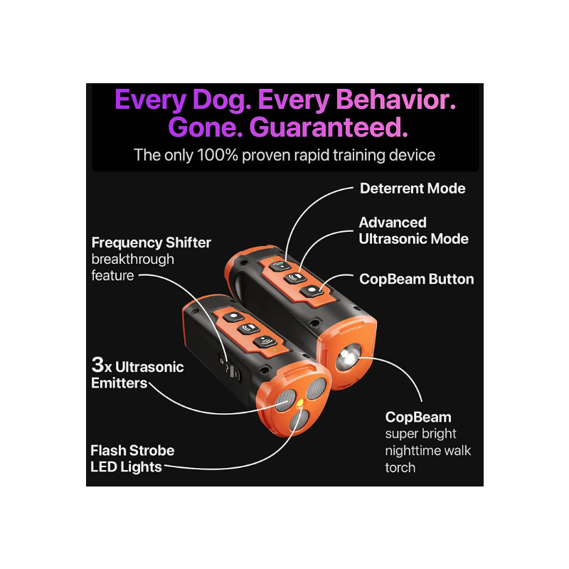 Ultradźwiękowy odstraszacz psów z latarką LED i możliwością ładowania skuteczne narzędzie do szkolenia