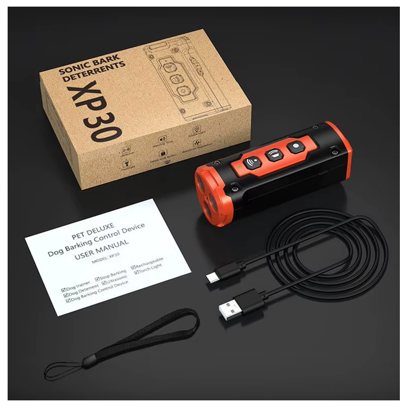 Ultradźwiękowy odstraszacz psów wszechstronne ładowalne urządzenie kontroli szczekania z latarką PoliceBright