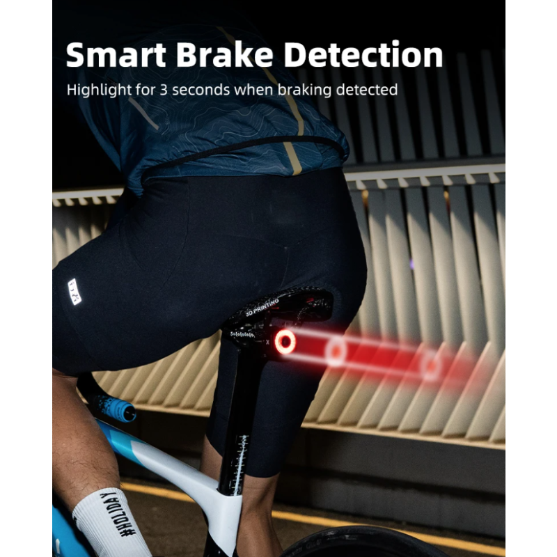 XOSS XR Pro - inteligentne tylne światło roweru z detekcją hamowania i ładowaniem LED wodoodporne CE