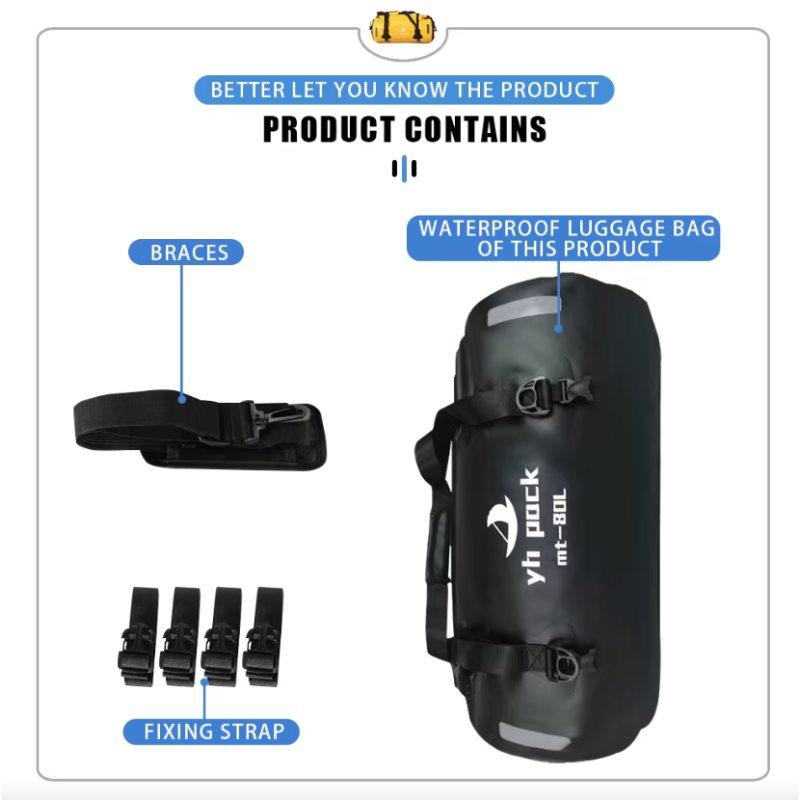 Torba motocyklowa 40/80L Wodoodporna Sucha Bagażnik Rowerowy PVC 500D MTB Podróżna