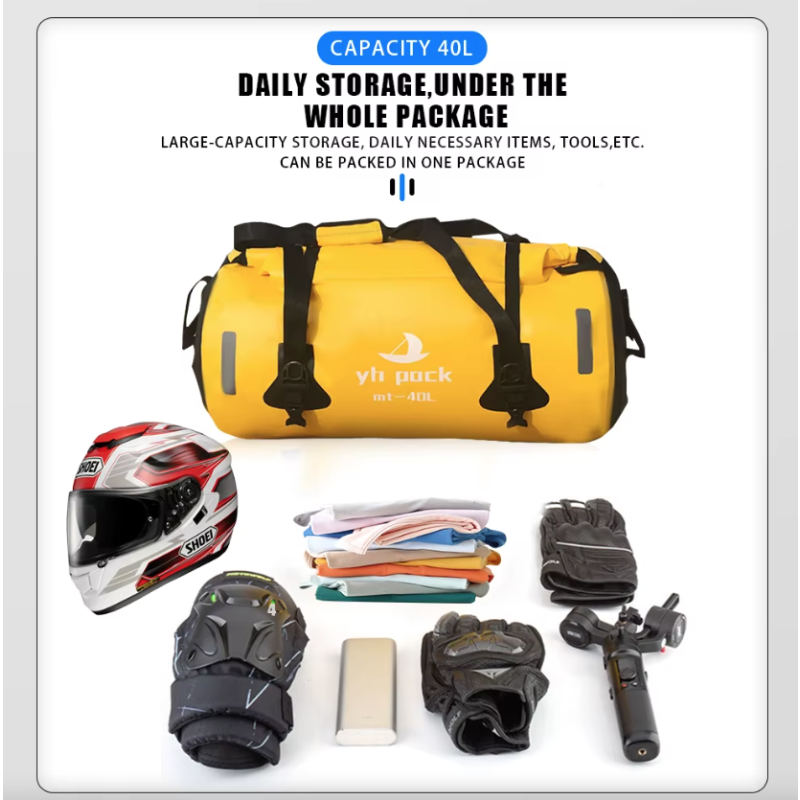 Torba motocyklowa 40/80L Wodoodporna Sucha Bagażnik Rowerowy PVC 500D MTB Podróżna