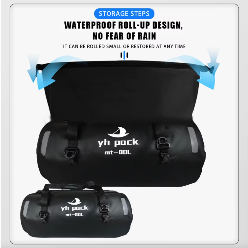 Torba motocyklowa 40/80L Wodoodporna Sucha Bagażnik Rowerowy PVC 500D MTB Podróżna