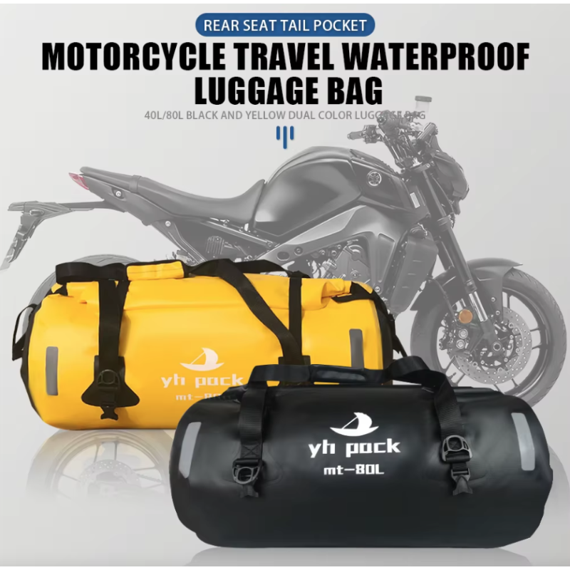 Torba motocyklowa 40/80L Wodoodporna Sucha Bagażnik Rowerowy PVC 500D MTB Podróżna