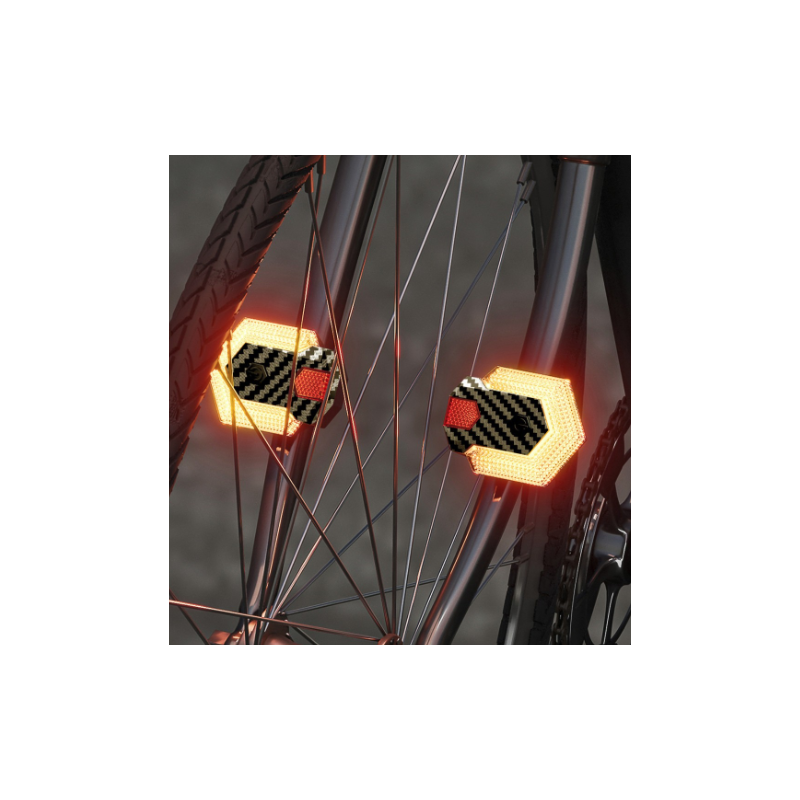 CarryBright Bezpieczne kierunkowskazy rowerowe LED dla e-bike | USB, pilot | Karbon | Przód/tył | Widoczność