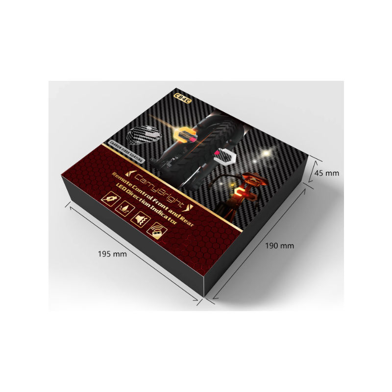 CarryBright Bezpieczne kierunkowskazy rowerowe LED dla e-bike | USB, pilot | Karbon | Przód/tył | Widoczność