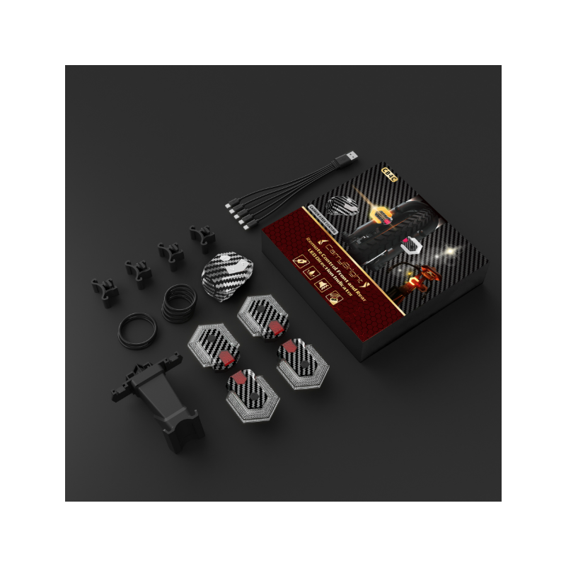 CarryBright Bezpieczne kierunkowskazy rowerowe LED dla e-bike | USB, pilot | Karbon | Przód/tył | Widoczność