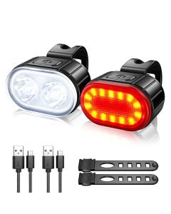 Akumulatorowa lampka rowerowa USB Wodoodporna biala przednia lampka rowerowa / czerwona tylna lampka rowerowa