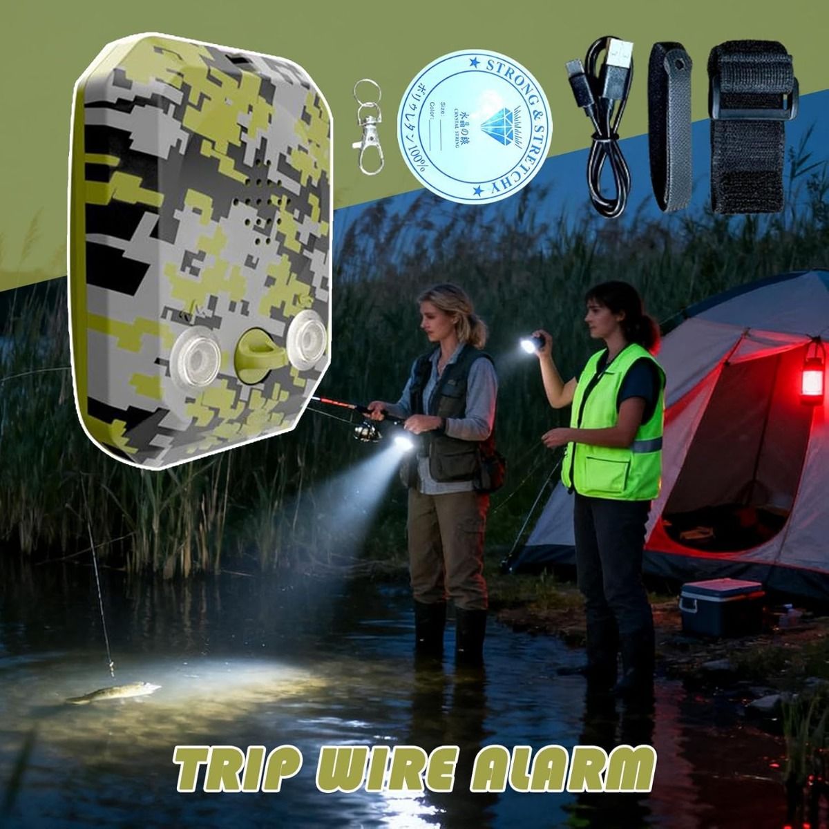 120dB Alarm Obwodowy - Wodoszczelna Syrena Zabezpieczająca na Wyprawy na Zewnątrz, Urządzenie Ochrony Przetrwania podczas Kempingu, Gadżet Ochrony Dzikiej Przyrody, Alert Awaryjny | Alarm Podróżny do Ochrony Nocnej na Terenie Łowieckim