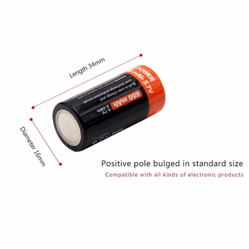 Rewolucyjna bateria 16340 akumulator 650mAh Micro USB do urządzeń przenośnych latarek wysoka gęstość energii