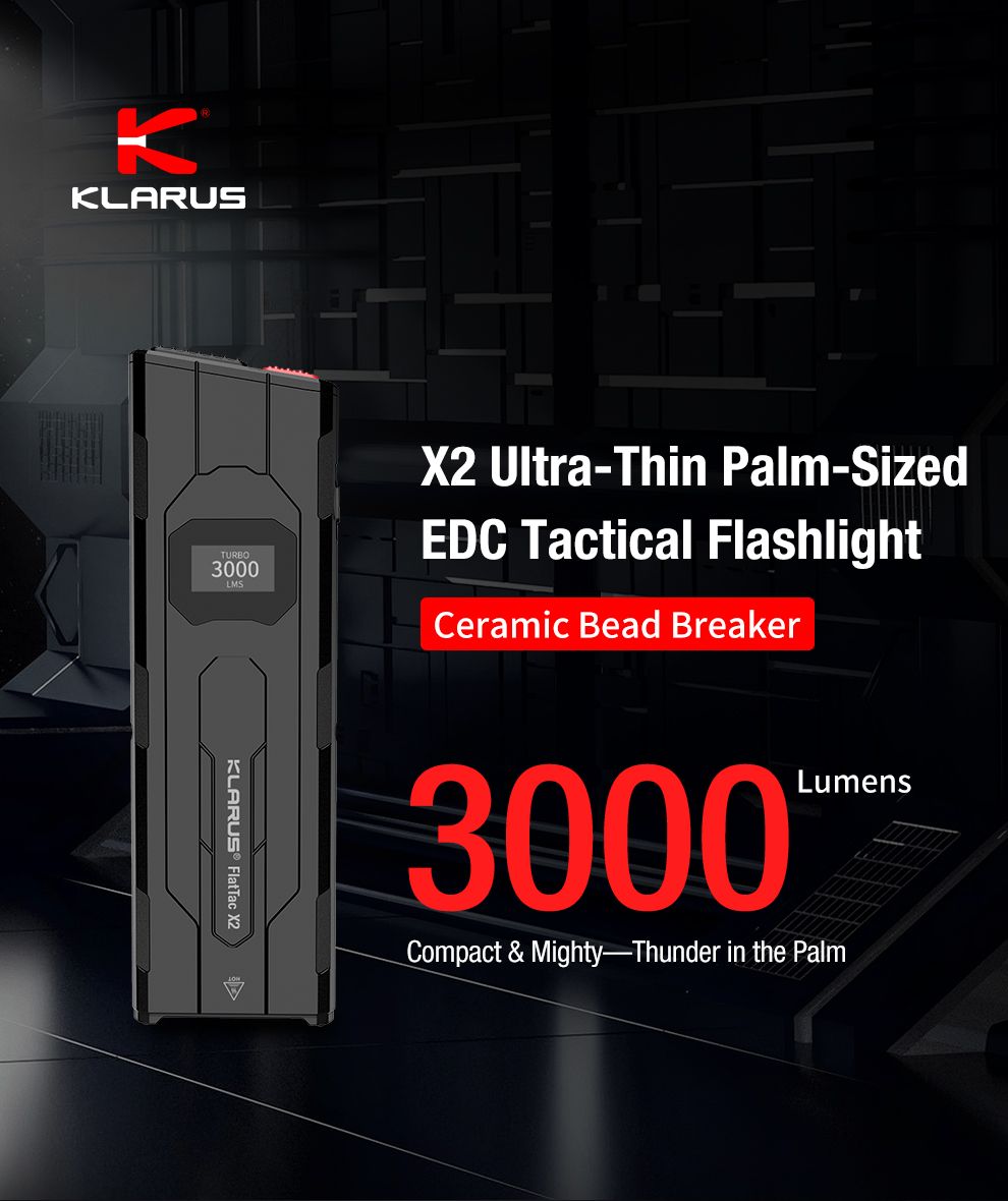 Klarus X2 Ultra-Thin EDC Tac Flashlight 3000 Lumenów USB-C Rechargeable - Mighty Pocket Light!