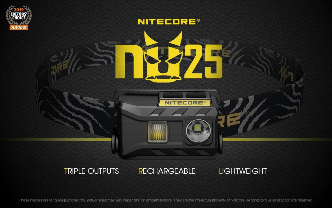 Nitecore NU25 XP-G2 S3 LED czołówka 360 lumenów ładowalna lekka lampka outdoorowa z akumulatorem USB