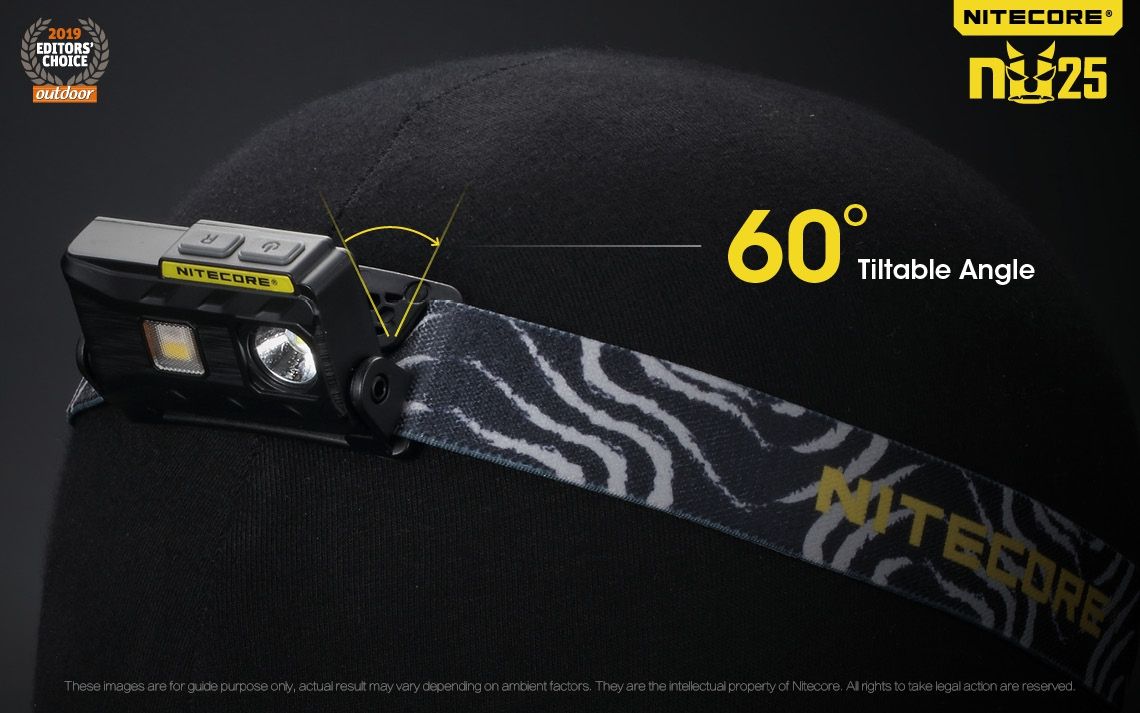 Nitecore NU25 XP-G2 S3 LED czołówka 360 lumenów ładowalna lekka lampka outdoorowa z akumulatorem USB