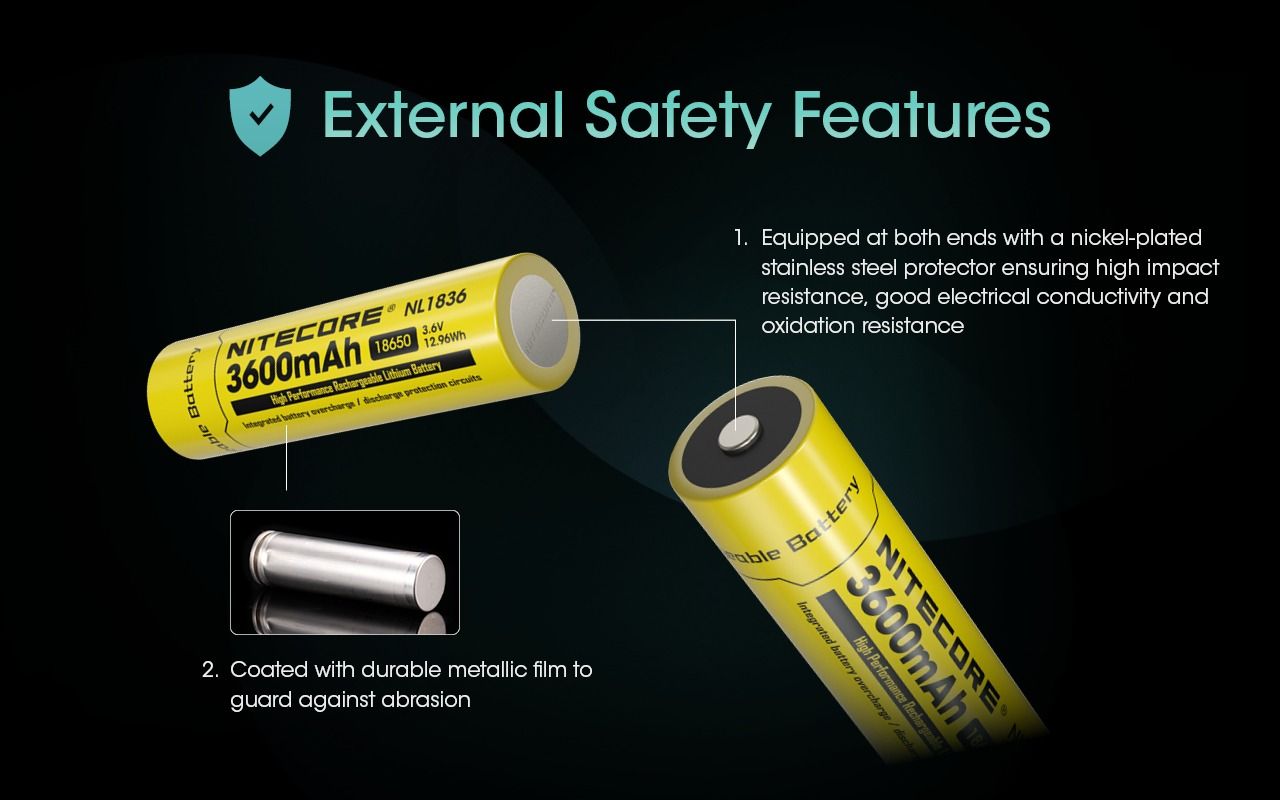 Nitecore 18650 NL1836 3600mAh Li-ion Akumulator do latarki z Ochroną