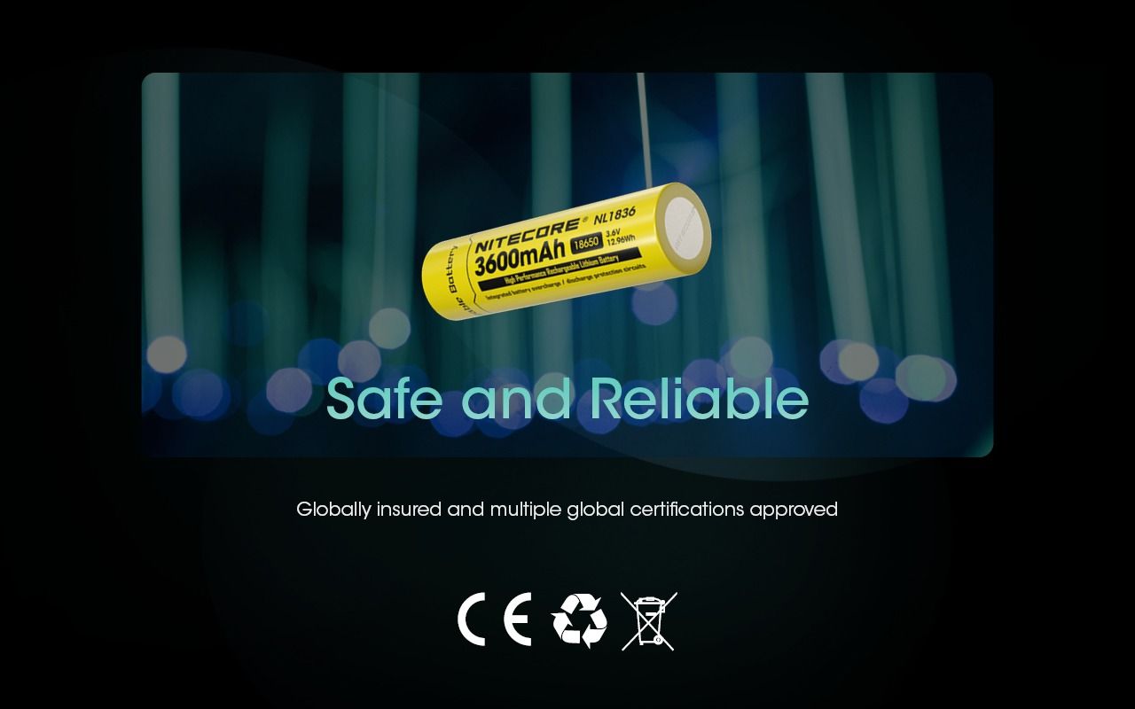 Nitecore 18650 NL1836 3600mAh Li-ion Akumulator do latarki z Ochroną