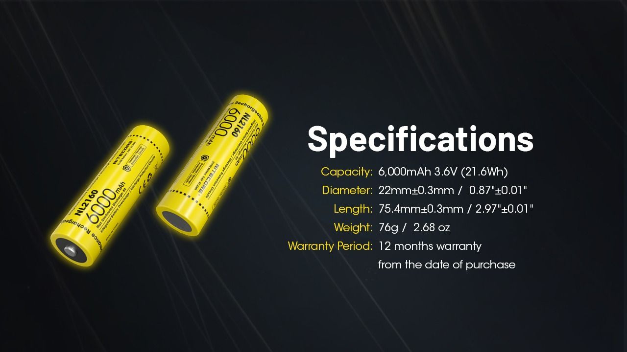 NITECORE NL2160 6000mAh 21700 Akumulator Li-ion