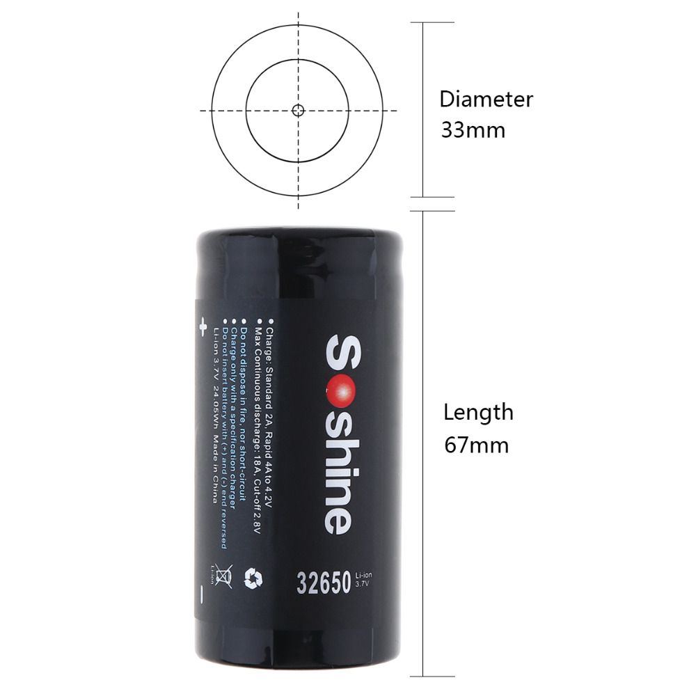 Odkryj akumulator Soshine 6500mAh 3.7V 32650 litowo-jonowy długowieczność niezawodne zasilanie kompaktowy design