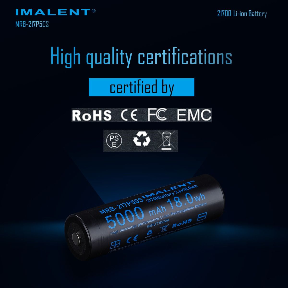 IMALENT MRB-217P50S Akumulator 21700 5000mAh Li-ion 3.6V do Latarek LED | Wysoka Pojemność!