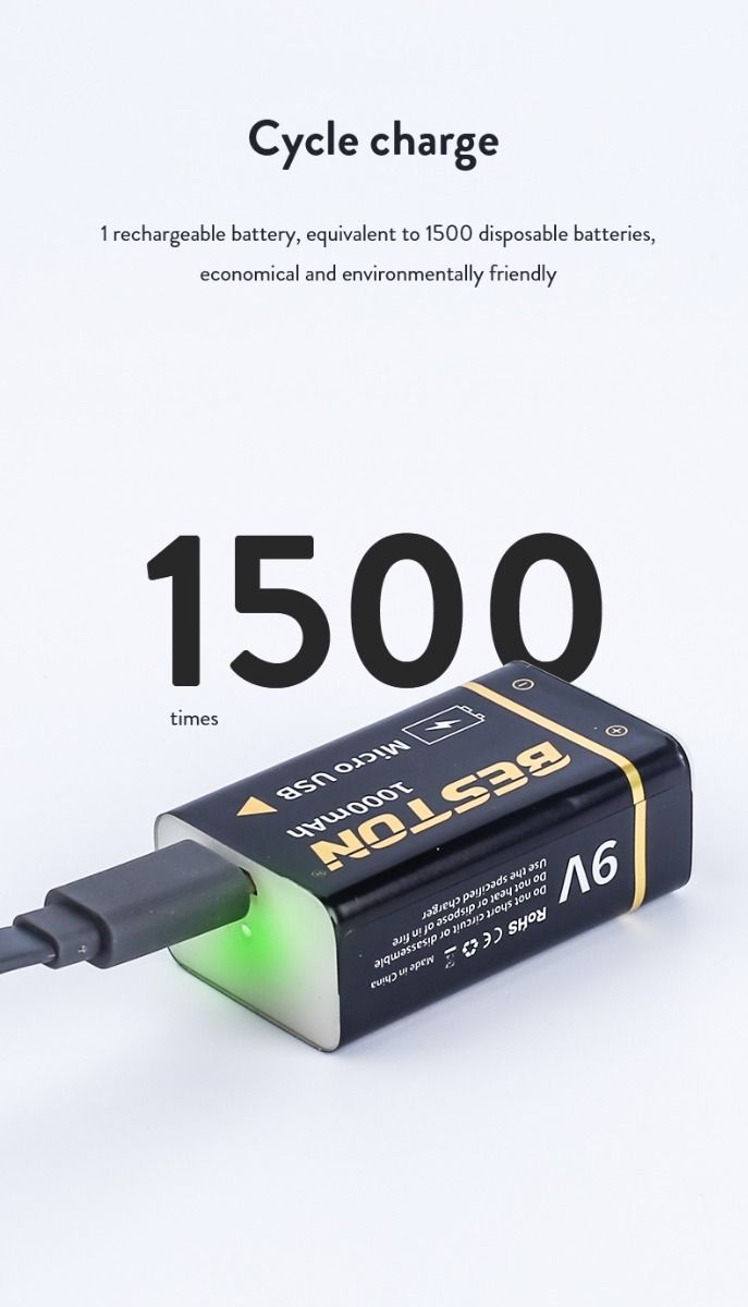 Ładowalna bateria Beston 9V akumulator do helikoptera RC Ekologiczna energia mikro USB 1000mAh zrównoważona