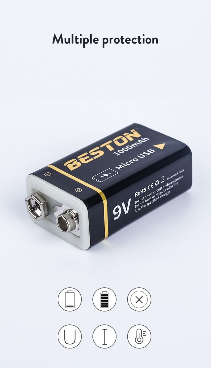 Ładowalna bateria Beston 9V akumulator do helikoptera RC Ekologiczna energia mikro USB 1000mAh zrównoważona