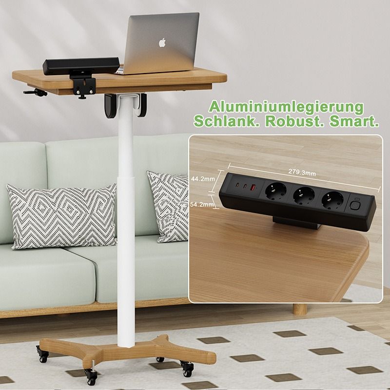 Listwa zasilająca biurkowa z USB-C/A 65W, 3 gniazda EU z ochroną, montaż bez wiercenia, organizacja kabli