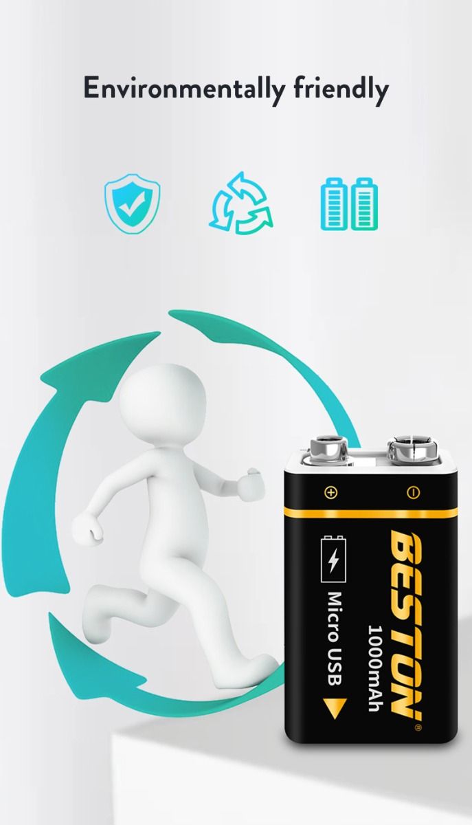 Ładowalna bateria Beston 9V akumulator do helikoptera RC Ekologiczna energia mikro USB 1000mAh zrównoważona