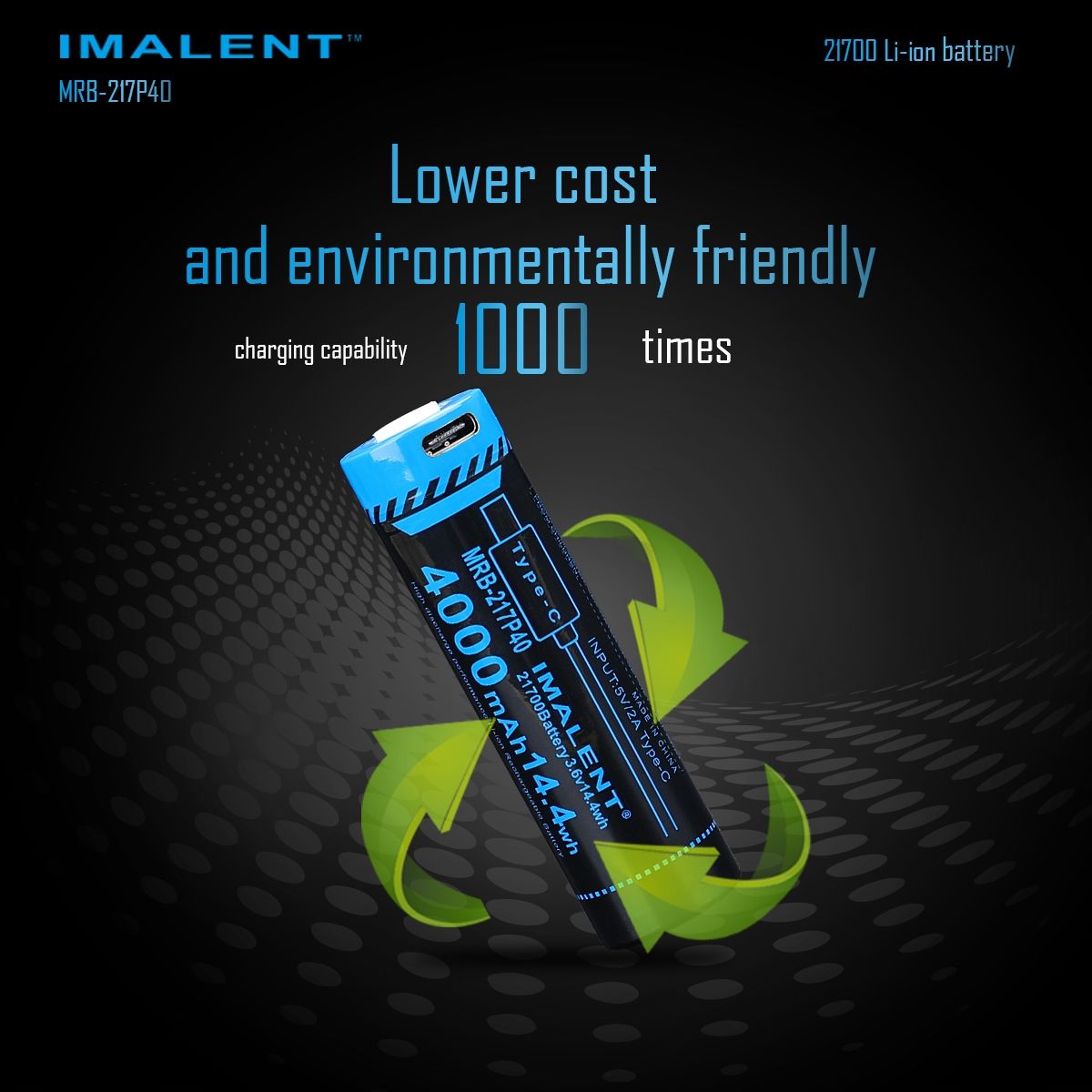 IMALENT MRB-217P40 Bateria 21700 4000mAh, ładowalna przez USB-C, wysoka pojemność, do latarek i gadżetów