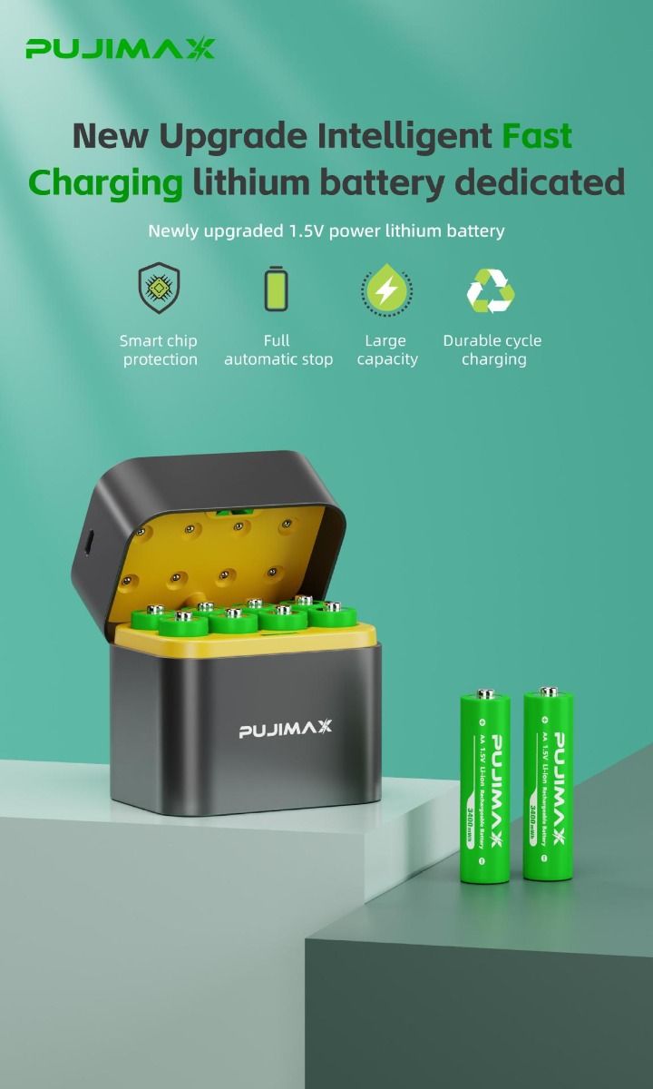 Ładowarka 8-gniazdowa z portem typu C inteligentna klapka bateria litowa AA 3400mWh szybkie ładowanie